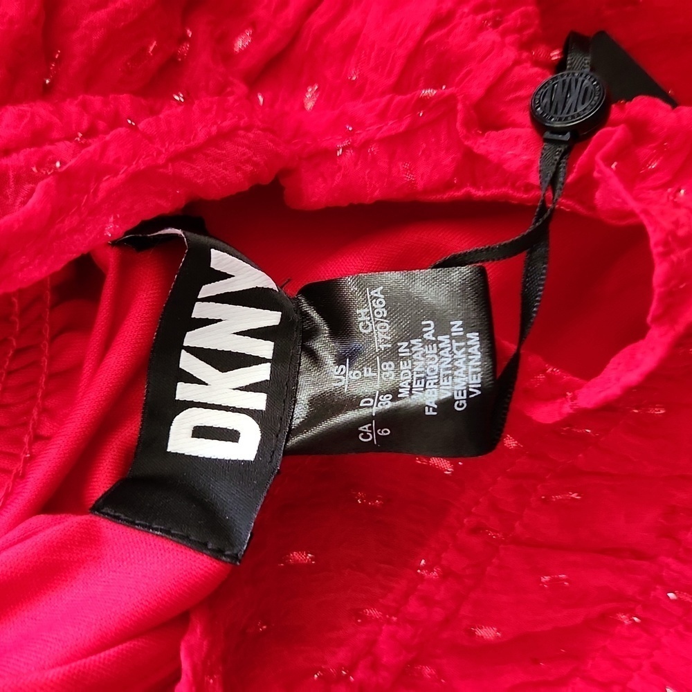 DKNY-Balloon Sleeve Belted  Chiffon Dress - Picture 6 of 7